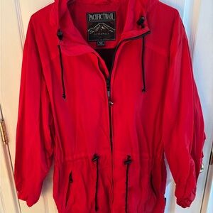 Pacific Trail Women's Red Hooded Windbreaker Jacket with Drawcord Waist